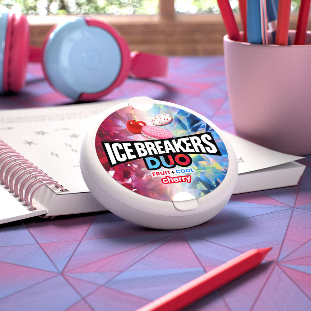 Ice Breakers Duo mints in a purse for travel-ready freshness