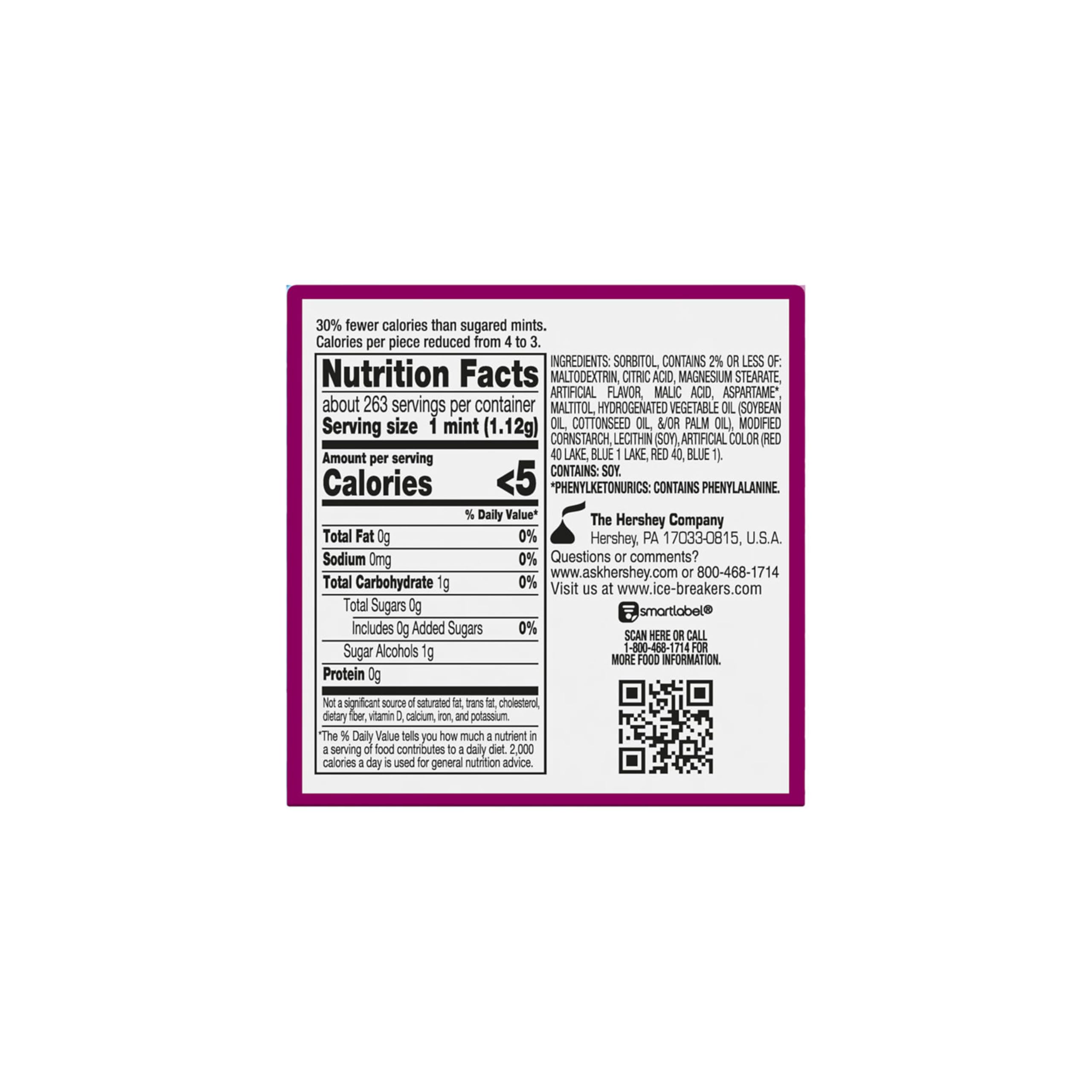Raspberry and mint flavor combination delivering a crisp breath boost.