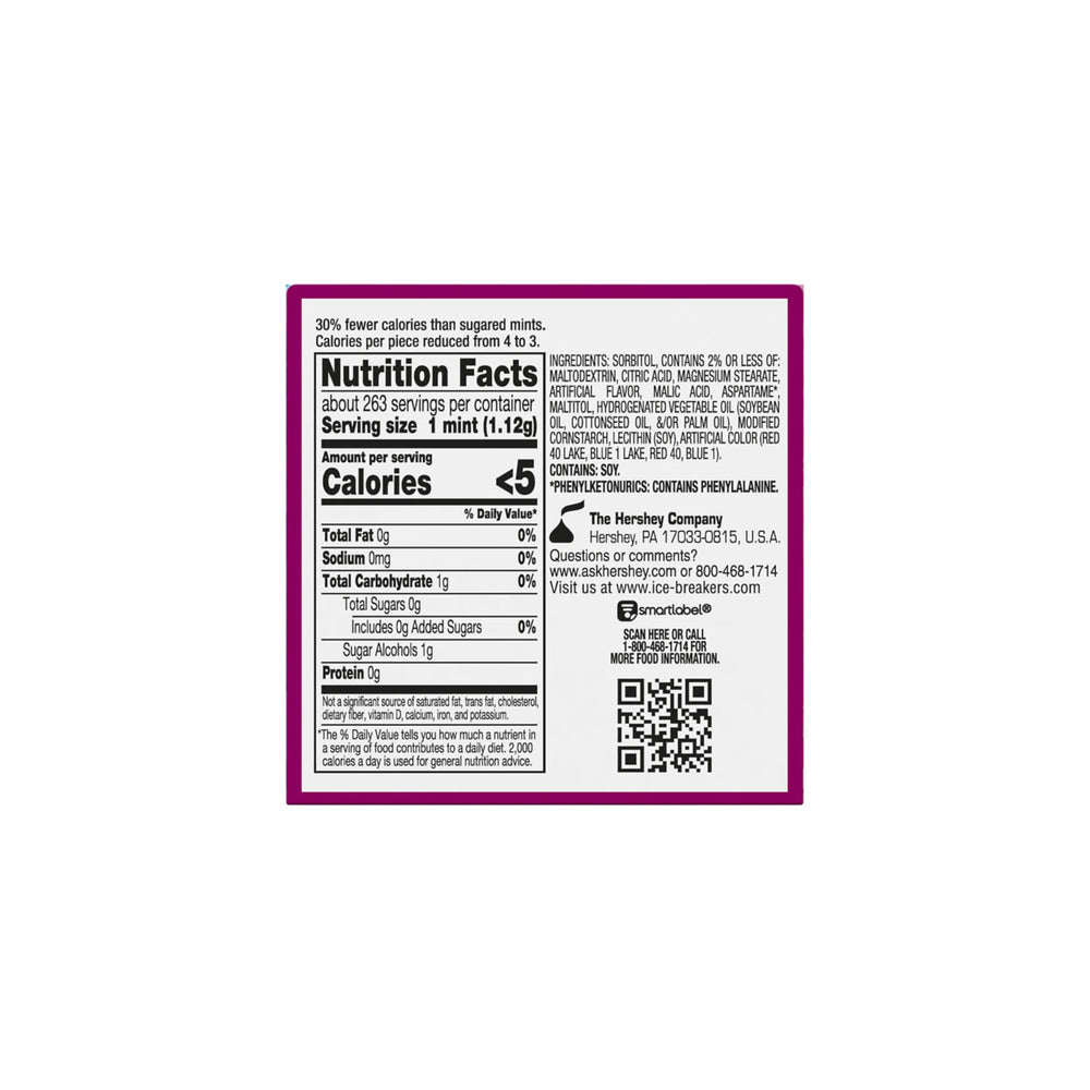 Raspberry and mint flavor combination delivering a crisp breath boost.