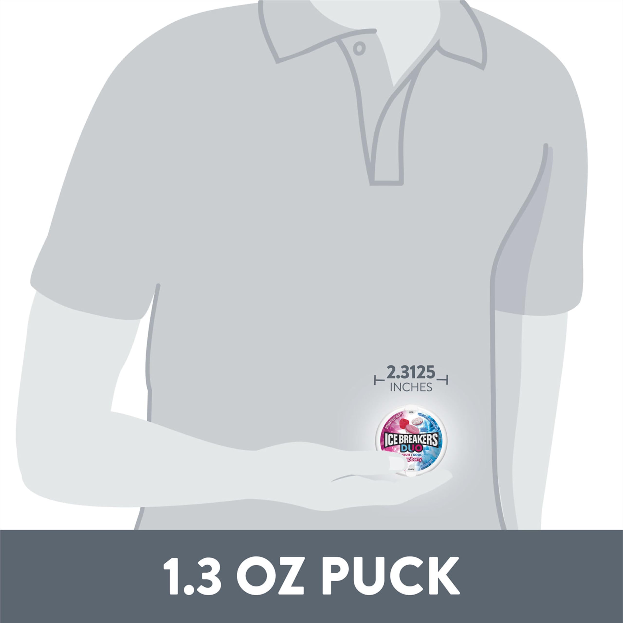 Eight 1.3-ounce pucks inside the Ice Breakers Duo box.