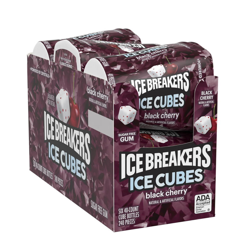 Ice Breakers Ice Cubes Black Cherry bottle top for easy access on the move.