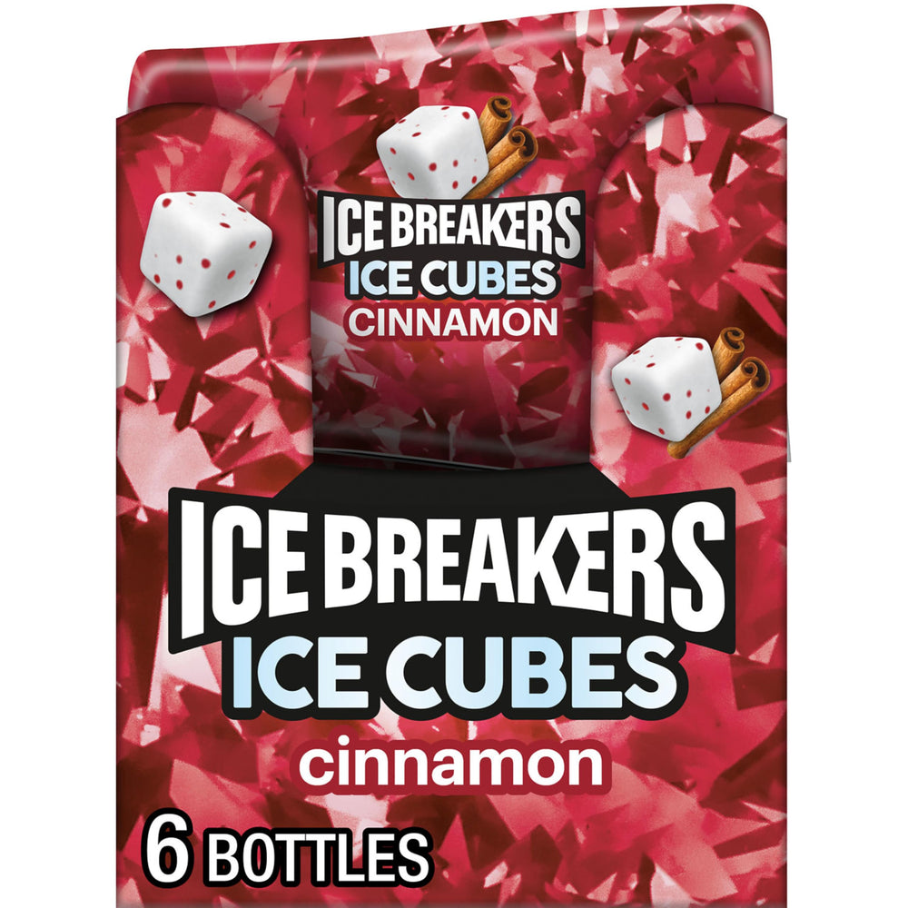 Ice Breakers Ice Cubes Cinnamon bottle with 40 pieces shown for on-the-go freshness
