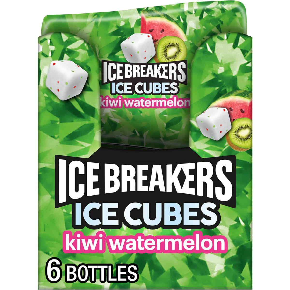 Ice Breakers Ice Cubes Kiwi Watermelon bottle front for on-the-go freshness.