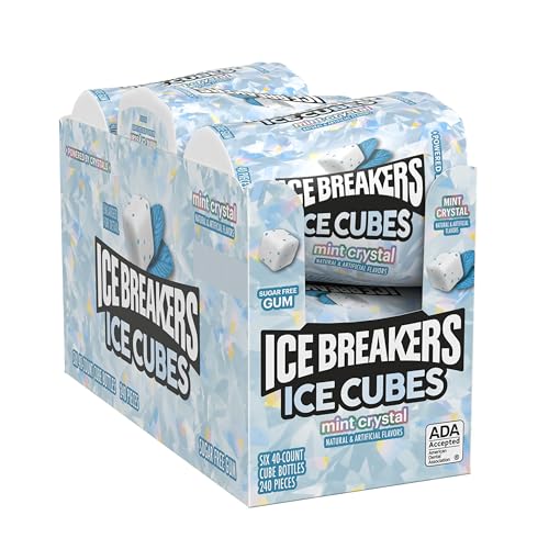 Ice Breakers Ice Cubes Mint Crystal texture closeup reveals tiny mint crystals.