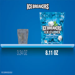 Open Ice Breakers Ice Cubes pouch with cubes ready to pop in your mouth.
