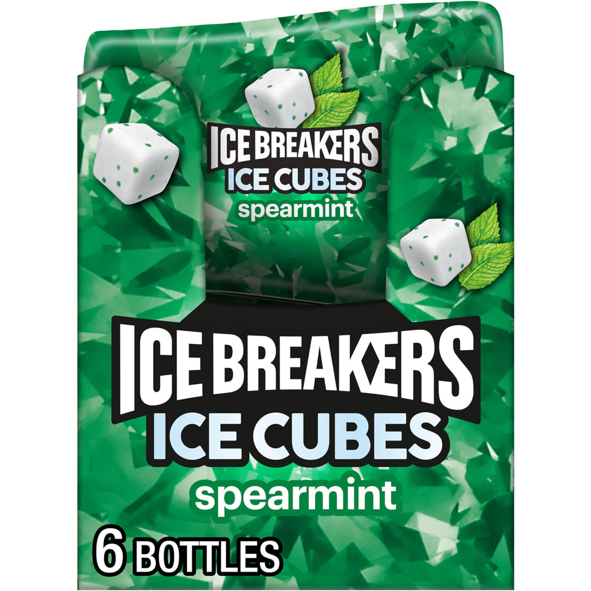 Ice Breakers Ice Cubes Spearmint bottles in a car cup holder for fresh breath