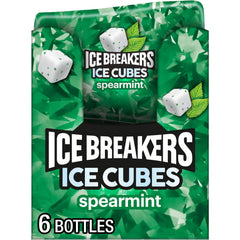 Ice Breakers Ice Cubes Spearmint bottles in a car cup holder for fresh breath