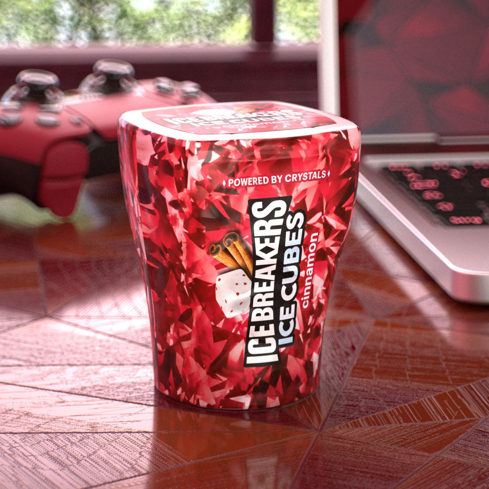 Ice Breakers on an office desk offering a portable breath-freshening option