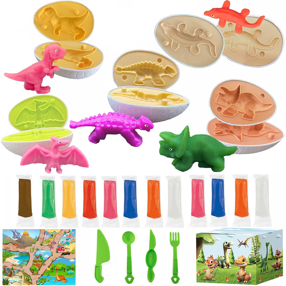 Iceacrin Playdough Dinosaur Eggs Set – colorful eggs for creative dinosaur worlds