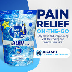 Icee Now ICEE Tape on wrist demonstrates easy self-adhesion and adjustable compression.