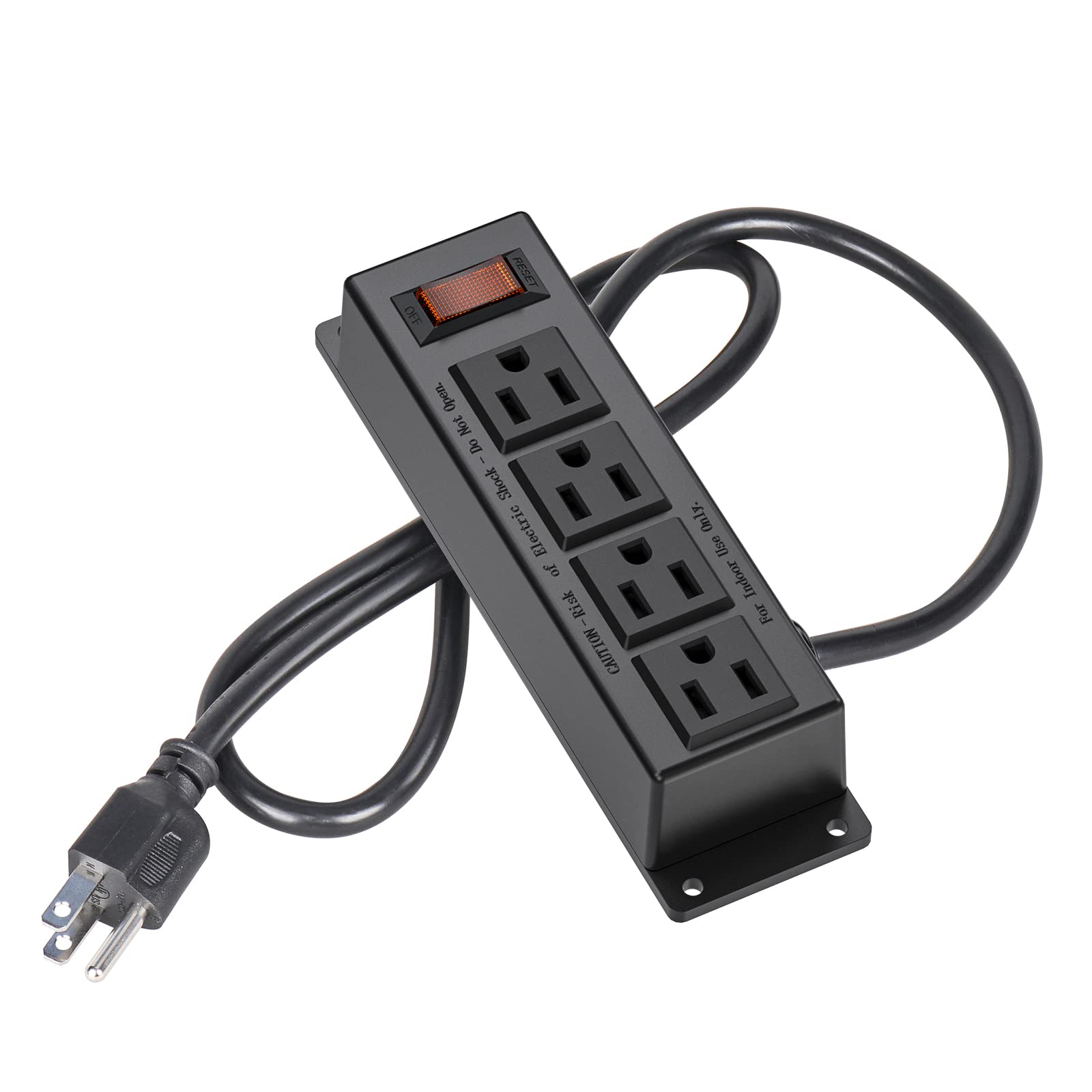 ICEELEC wall-mount power strip with 4 outlets, ideal for organized desks.
