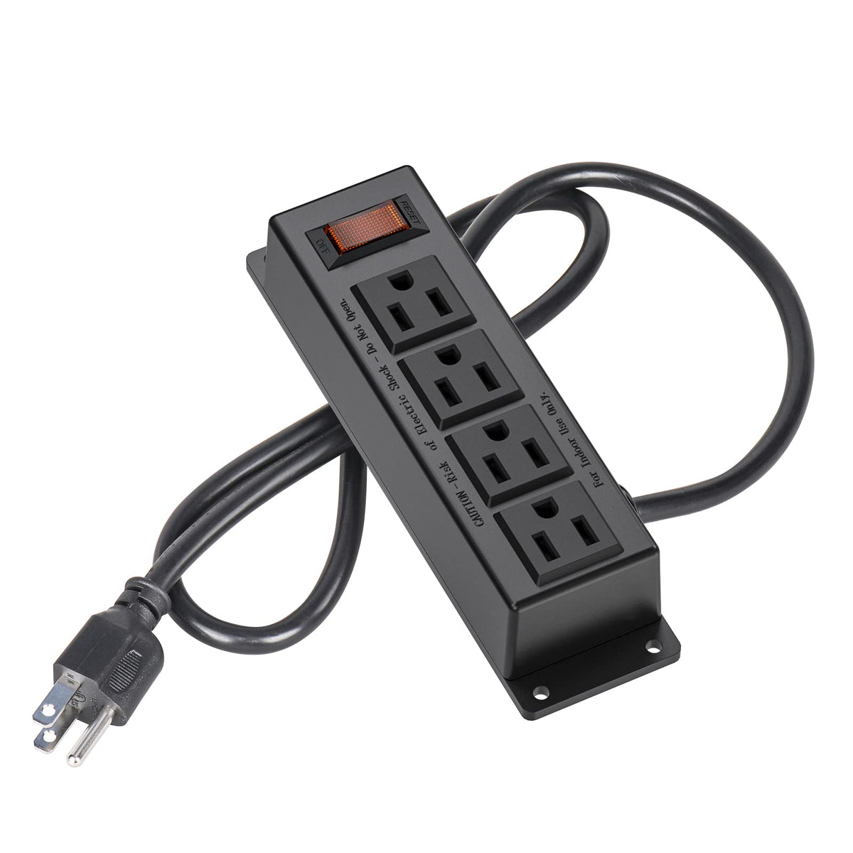 ICEELEC wall-mount power strip with 4 outlets, ideal for organized desks.