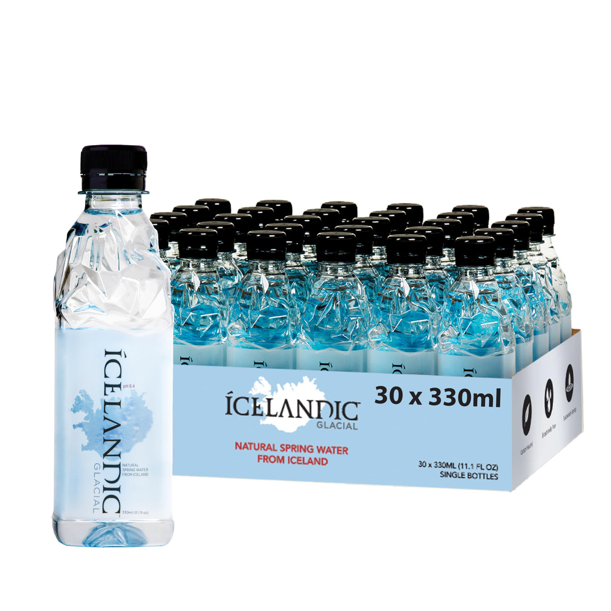 I​celandic Glacial 330ml bottle for daily hydration with clean, refreshing taste.