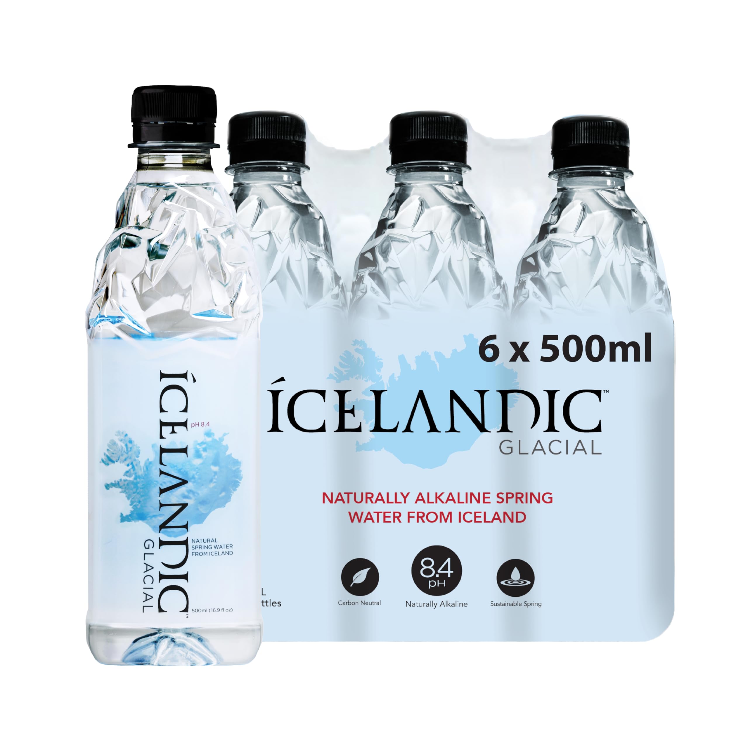 Icelandic Glacial natural spring bottle with glacier-inspired design for premium hydration on the go