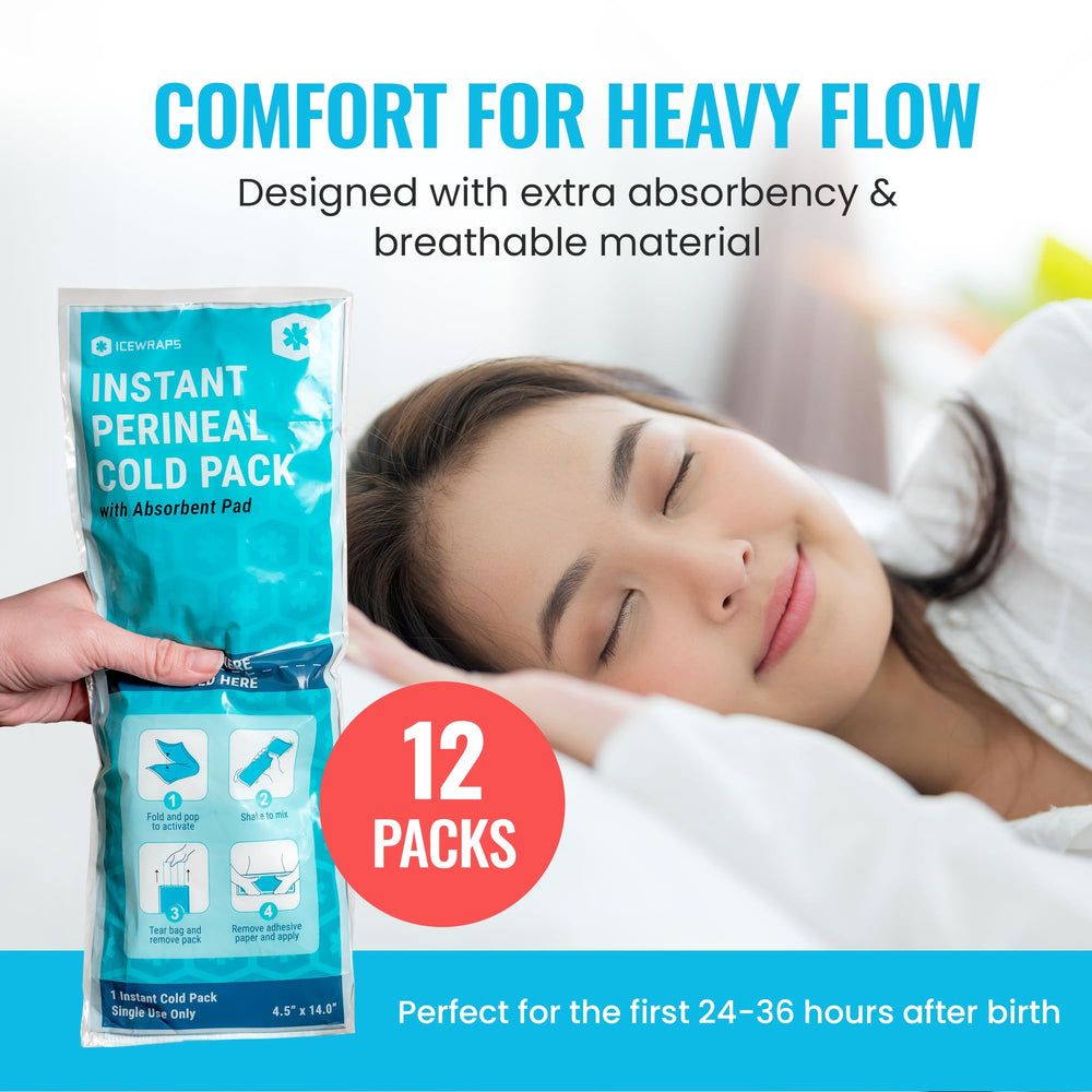 ICEWRAPS 12-pack ensures easy replacement and reliable cooling for postpartum care needs.