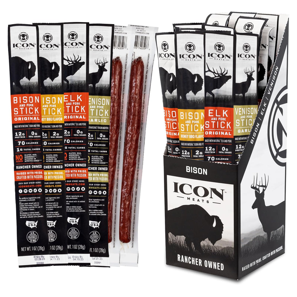 ICON Meats Snack Sticks Original Bison & Pork for on-the-go protein