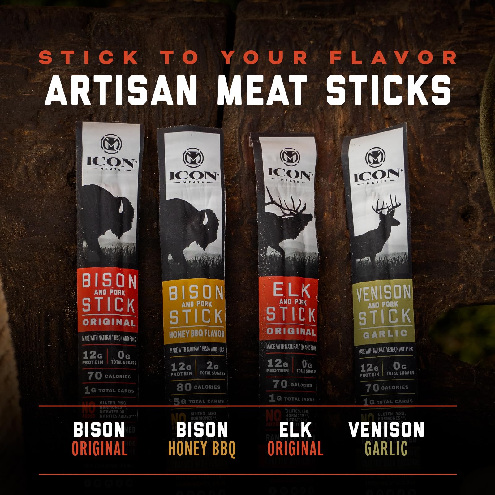 ICON Meats Snack Sticks Original Elk & Pork for quick protein
