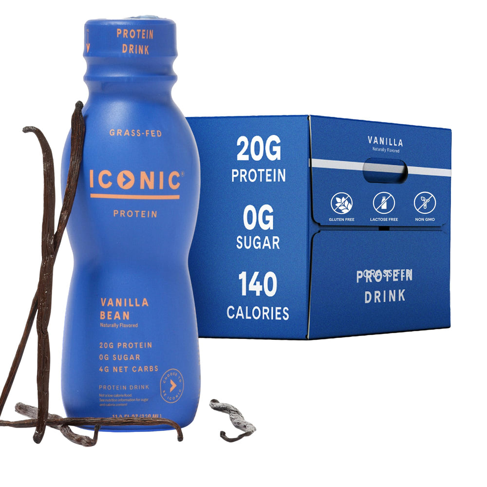 Iconic Vanilla Bean protein shake bottle highlights bold vanilla flavor for on-the-go nutrition