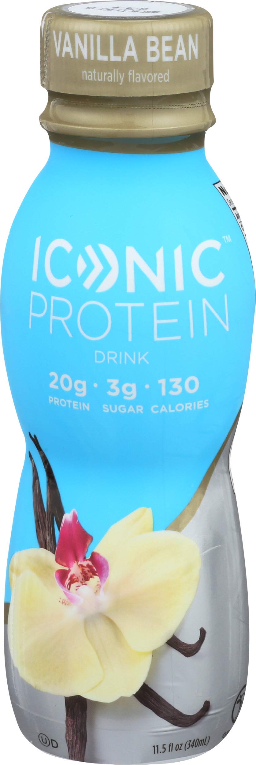 Iconic Vanilla Bean protein shake nutrition panel reveals 20g protein and zero sugar
