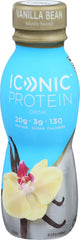 Iconic Vanilla Bean protein shake nutrition panel reveals 20g protein and zero sugar