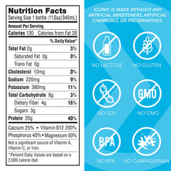 Iconic Vanilla Bean protein shake pour demonstrates easy mixing for quick, sugar-free fueling