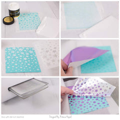 iCraft Deco Foil Transfer Gel DUO on paper showing two-way transfer readiness for crafts.