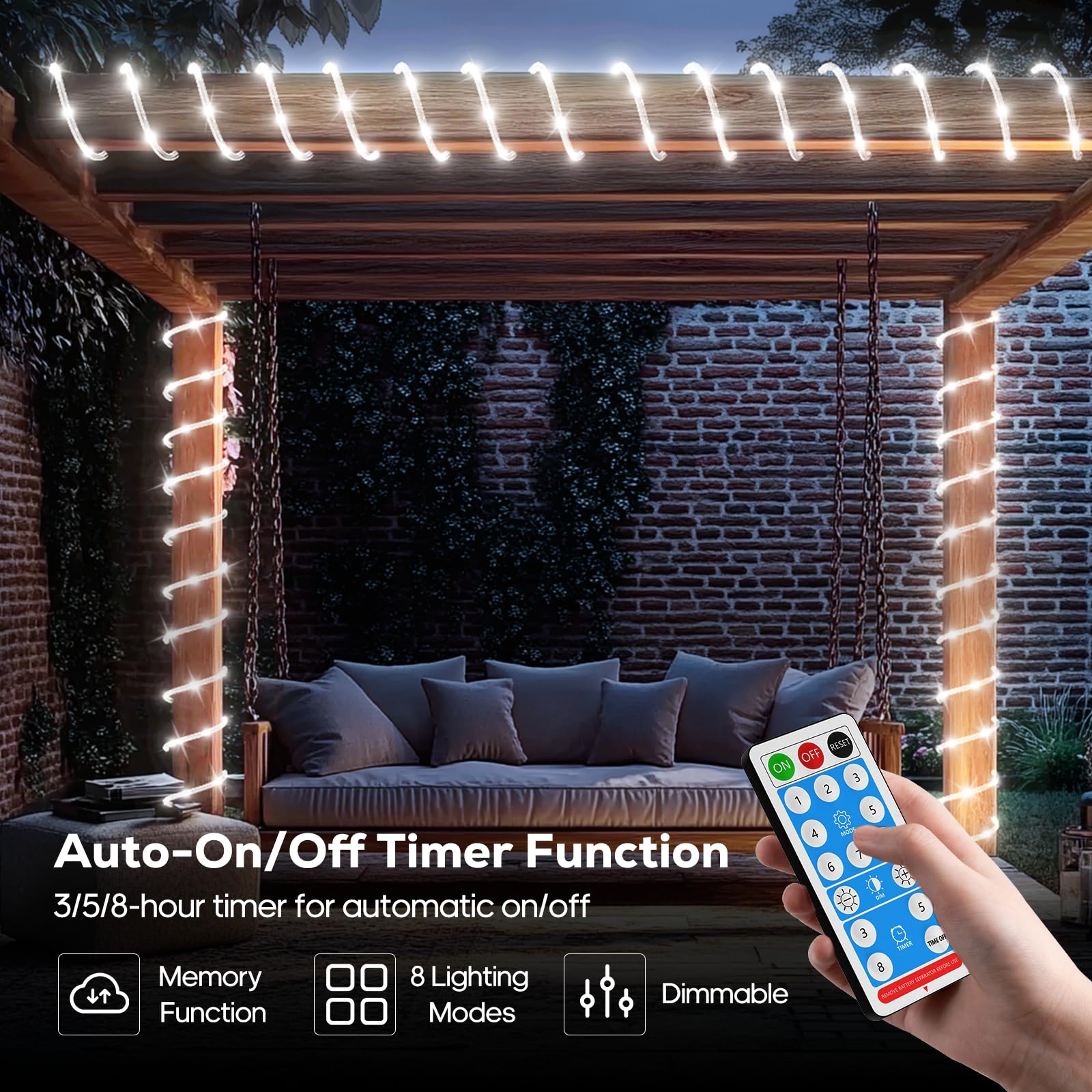 ICRGB solar rope lights along a fence enhance visibility and curb appeal.