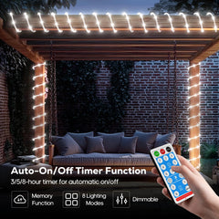 ICRGB solar rope lights along a fence enhance visibility and curb appeal.