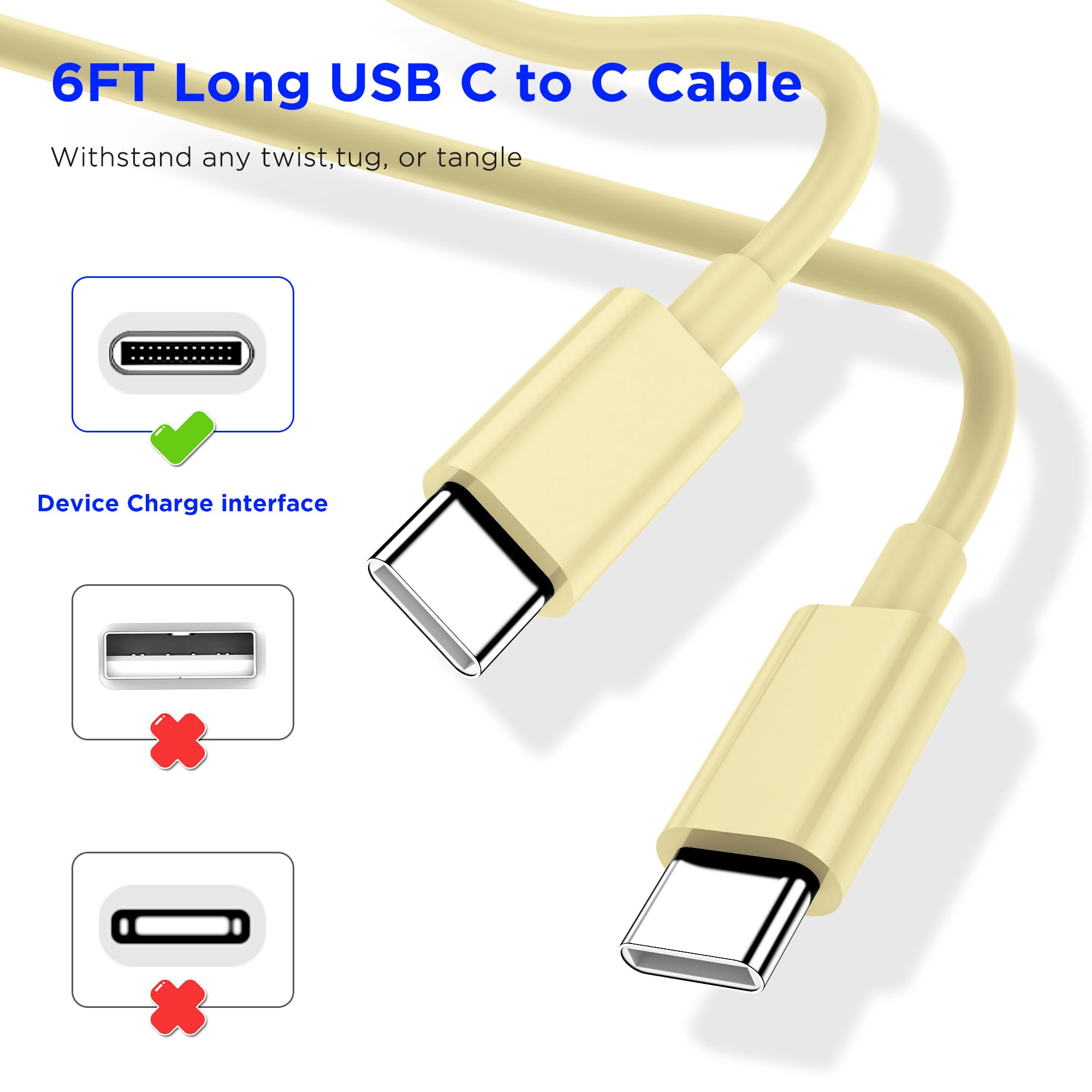 Icseio 6ft USB-C to USB-C cable for flexible charging and syncing