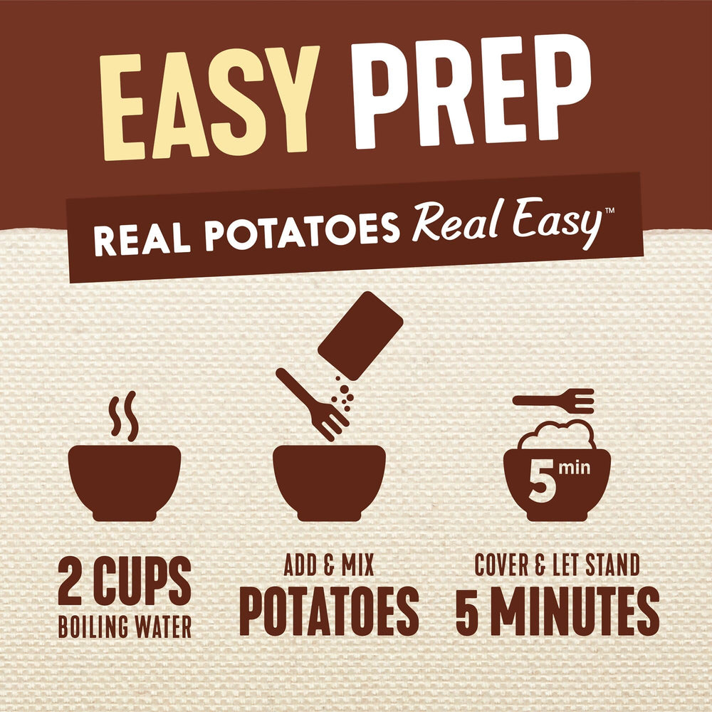 Idahoan 100 real Idaho potatoes closeup highlights quality ingredients.
