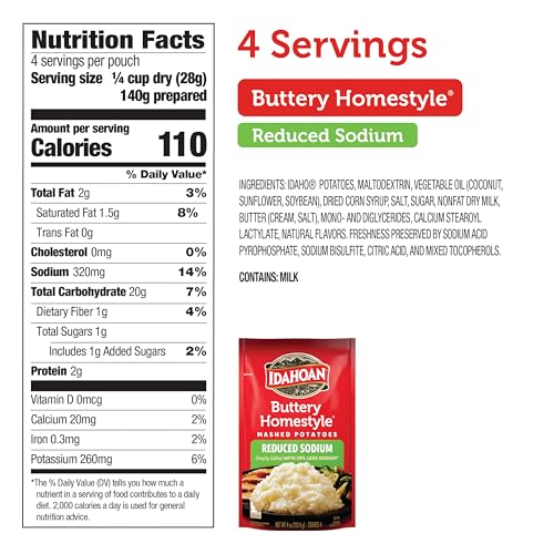 Idahoan Buttery Homestyle reduced-sodium mash pouch opened for quick preparation