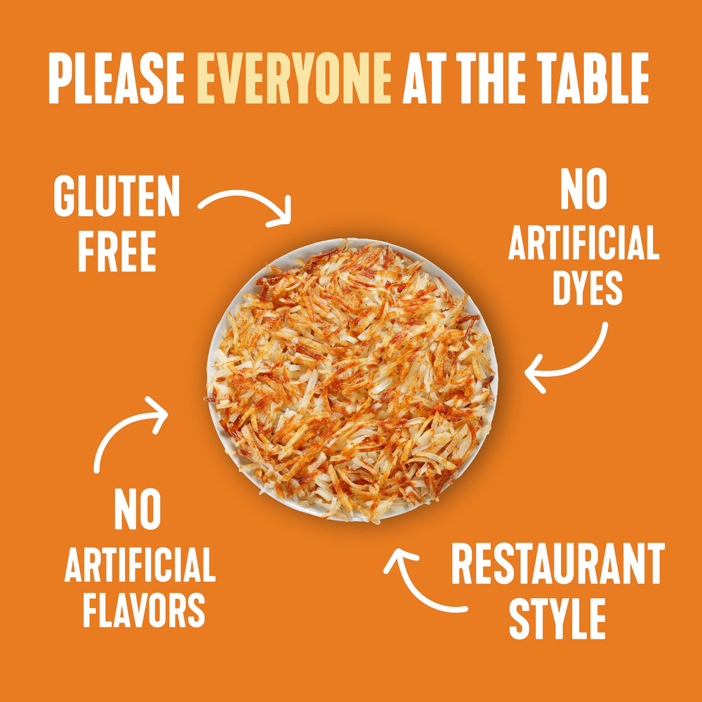 Idahoan Hash Browns emerge golden-crisp, perfect with eggs or protein.