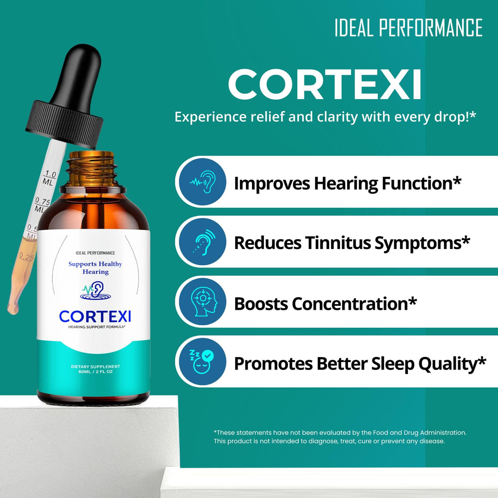 IDEAL PERFORMANCE Cortexi packaging and dosing guidance shown for consistent use.