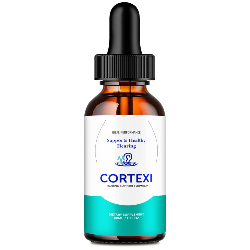 IDEAL PERFORMANCE Cortexi tinnitus drops bottle front view for everyday use.