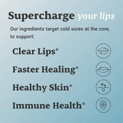 Ideal Wellness L-Lysine with chaga and propolis ingredients shown for immune-boosting blend.
