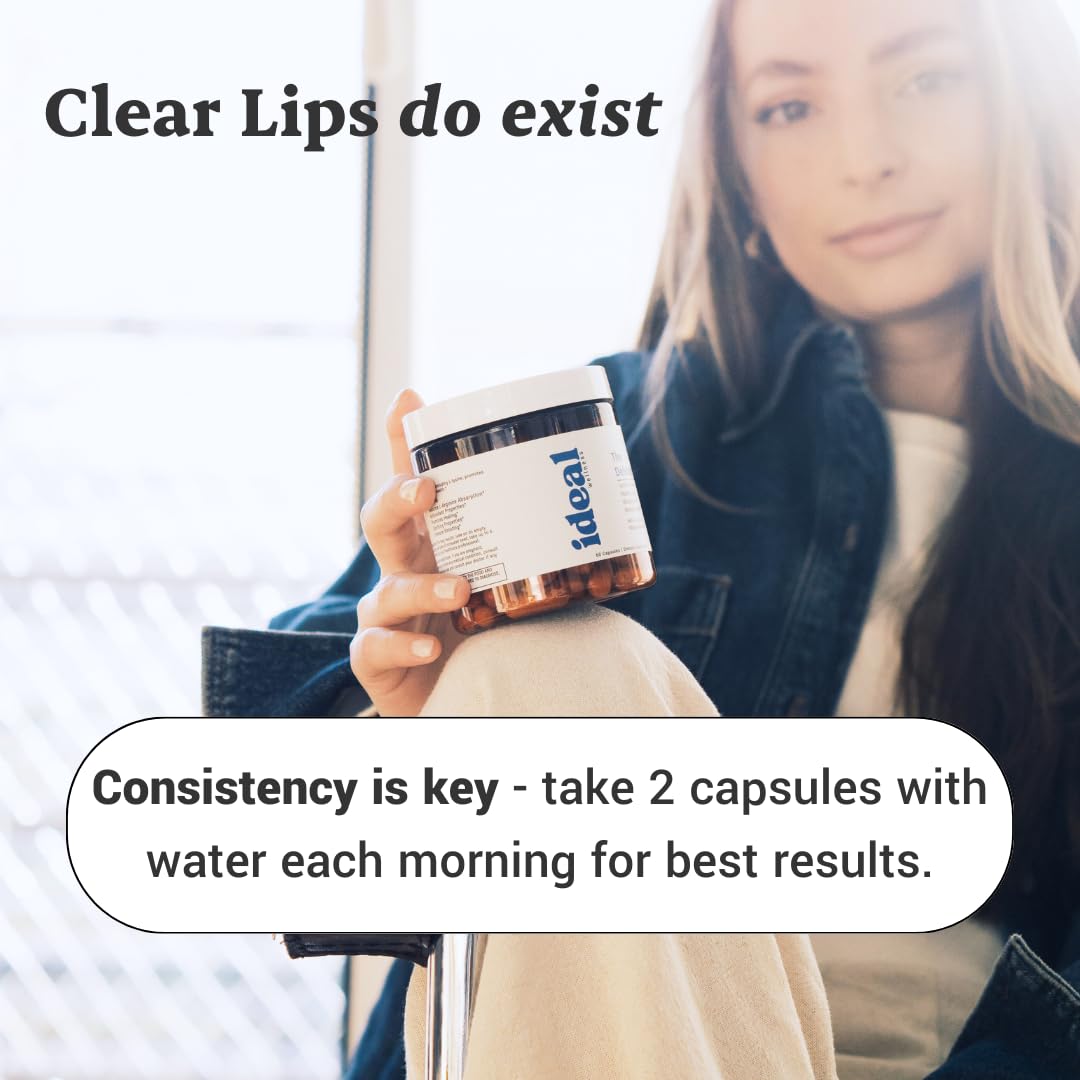 Product shown in a routine setup highlighting lip health and immune support.