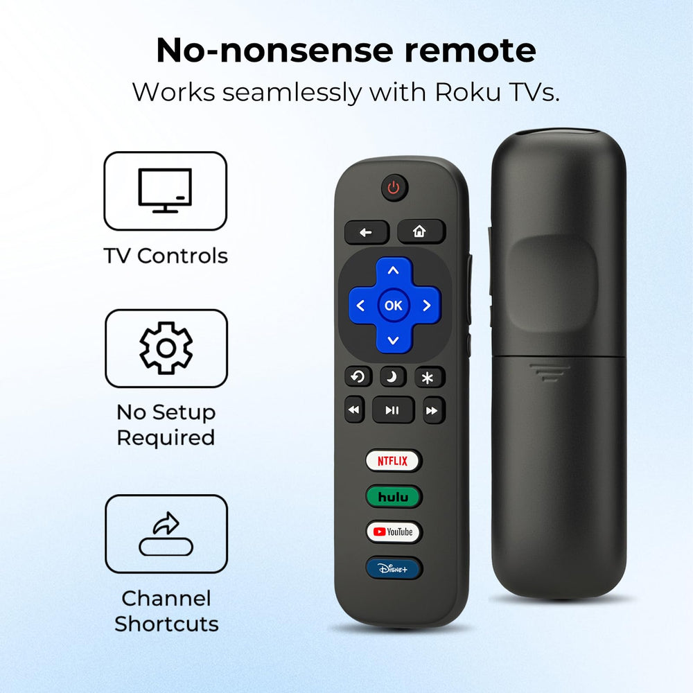 IDGPUW Roku remote 3-pack side view highlighting slim ergonomic design