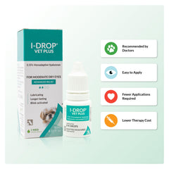Close-up of the drop being dispensed from the I-DROP VET PLUS bottle.