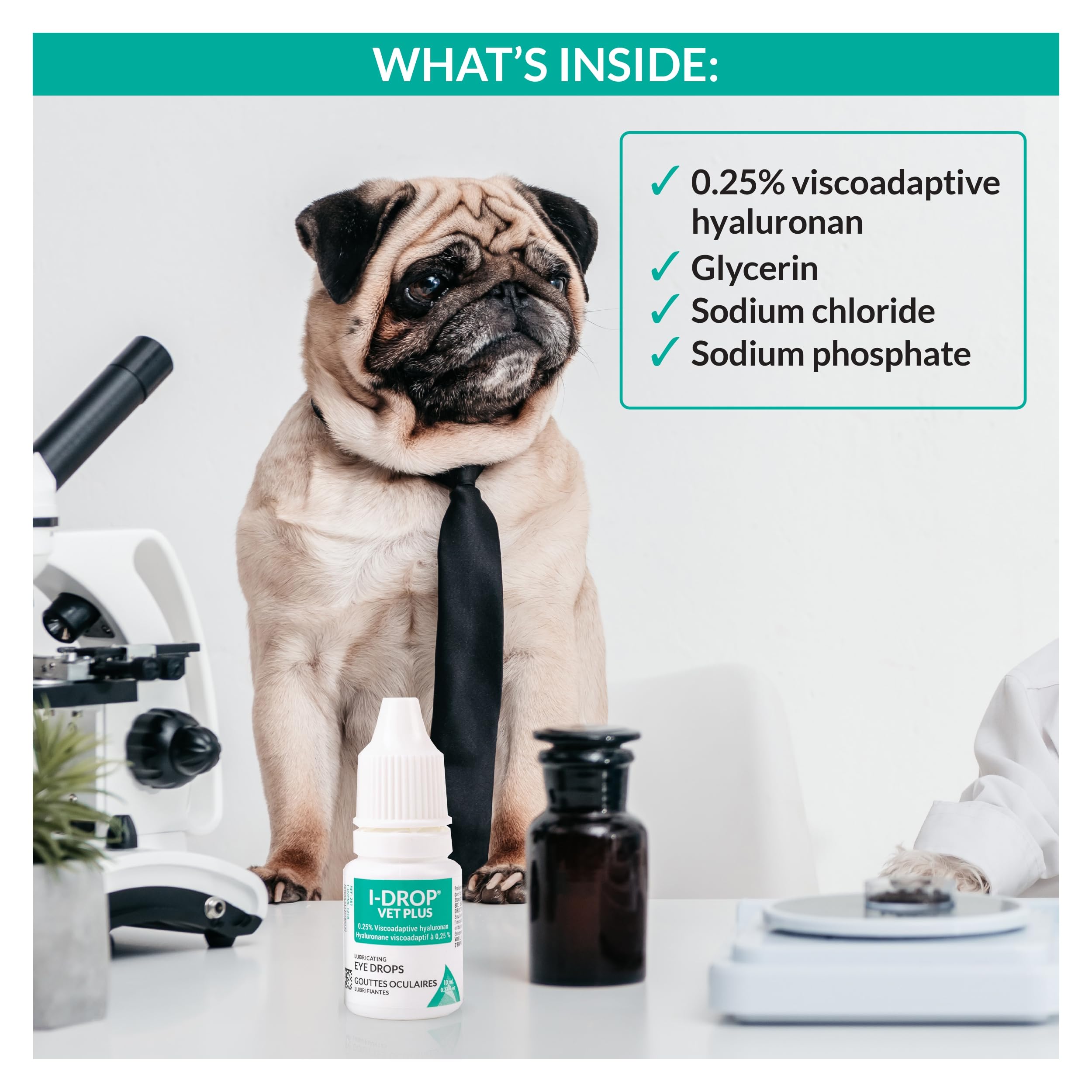 Sterile 10 mL I-DROP VET PLUS bottle labeled for veterinary use.