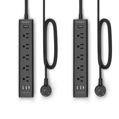 IECOPOWER front view with 5 outlets and USB ports for versatile charging
