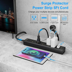 IECOPOWER shows five wide-spaced outlets for bulky adapters