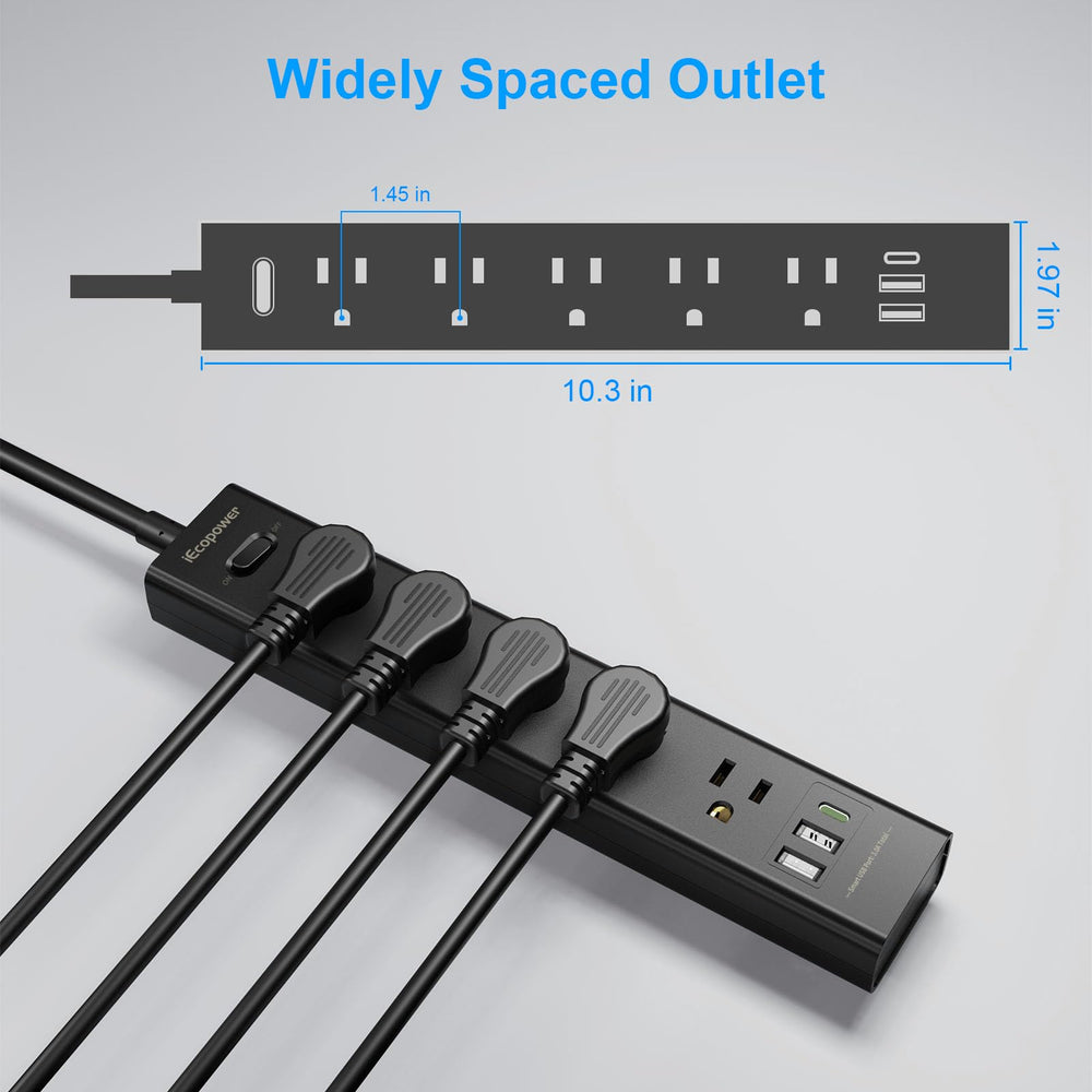 IECOPOWER 5ft extension cord enables flexible placement in rooms