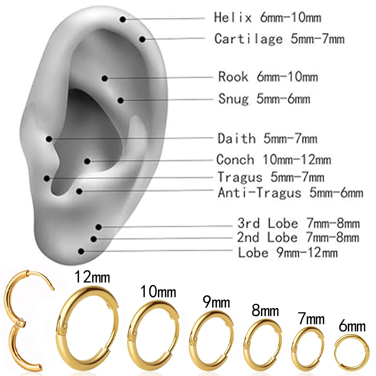 iejsbhrp lightweight 6mm hoops offer comfortable all-day wear.