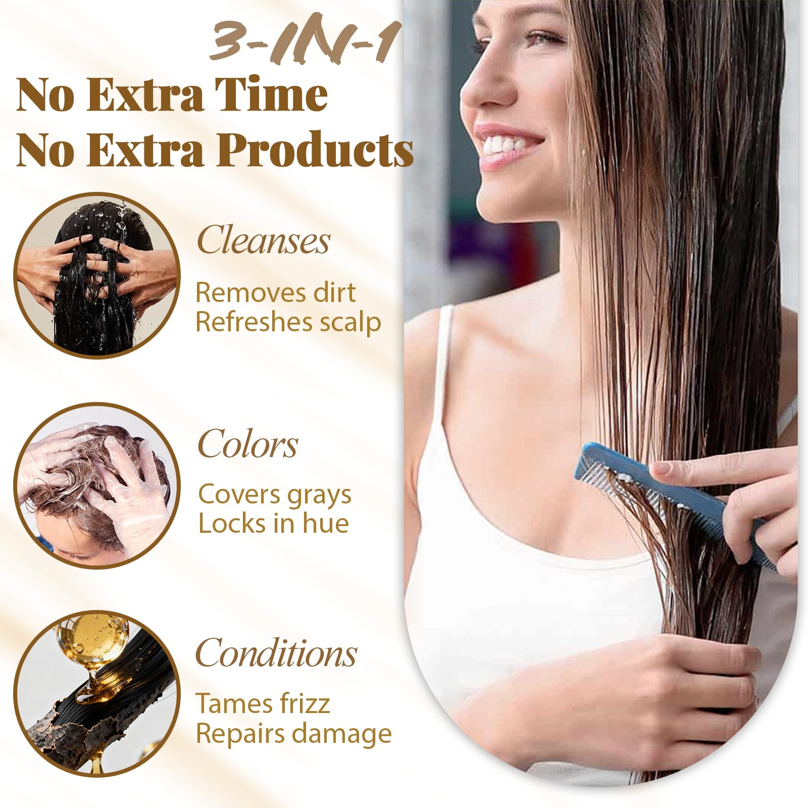 iemokoda Chestnut Brown Hair Dye Shampoo ammonia-free formula