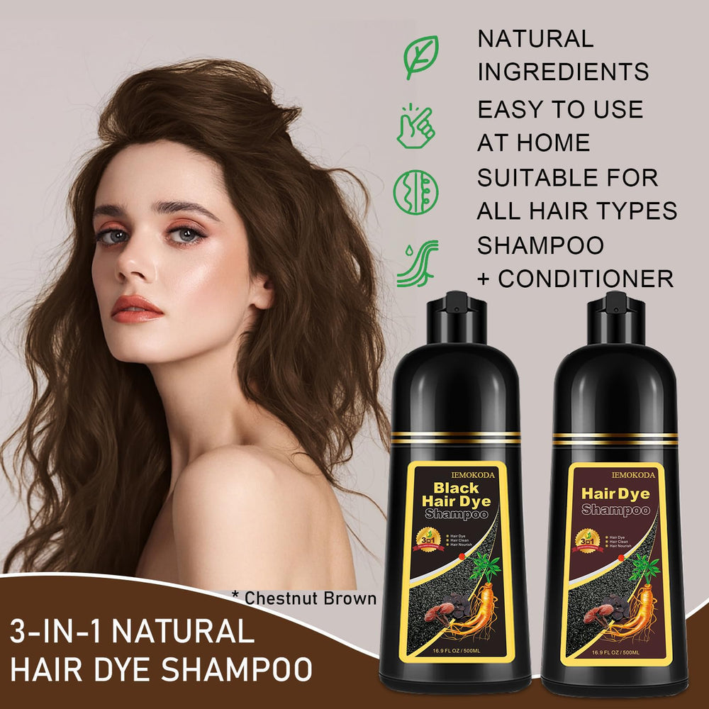 iemokoda Chestnut Brown Hair Dye Shampoo gray coverage in minutes