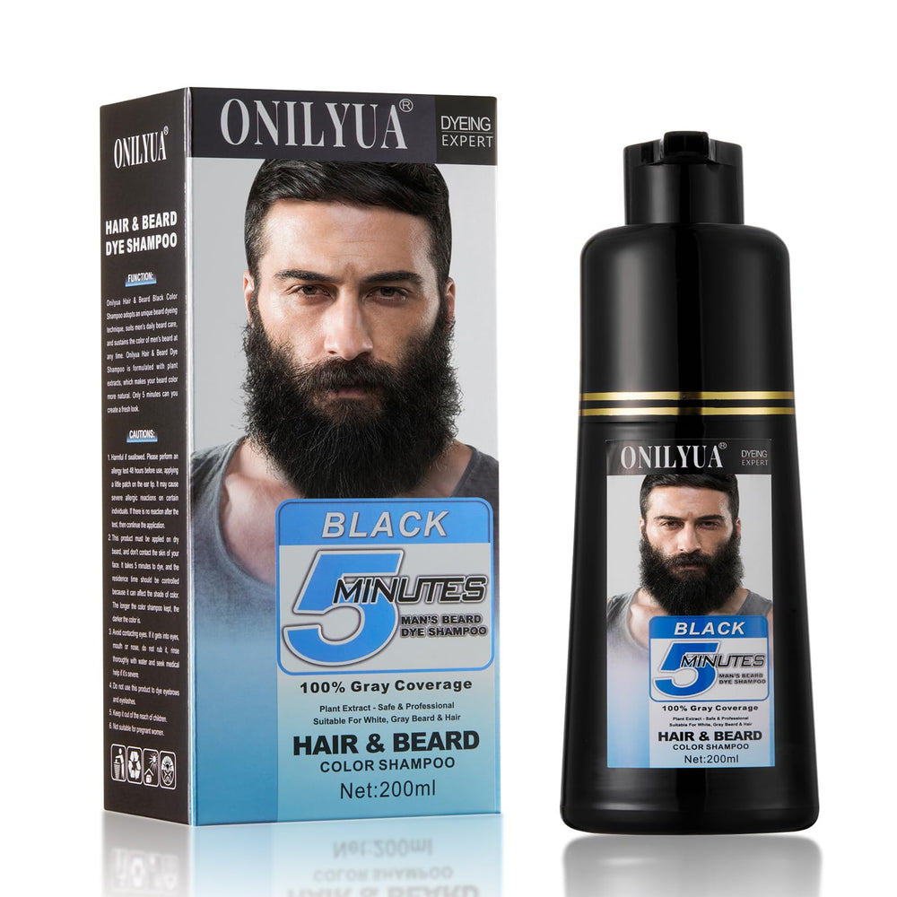 iemokoda men's dye bottle in hand for quick 5-minute gray coverage.