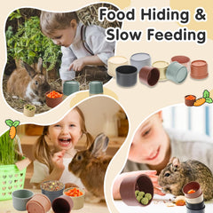 Iffitya colorful matte stacking cups for stimulating bunny enrichment