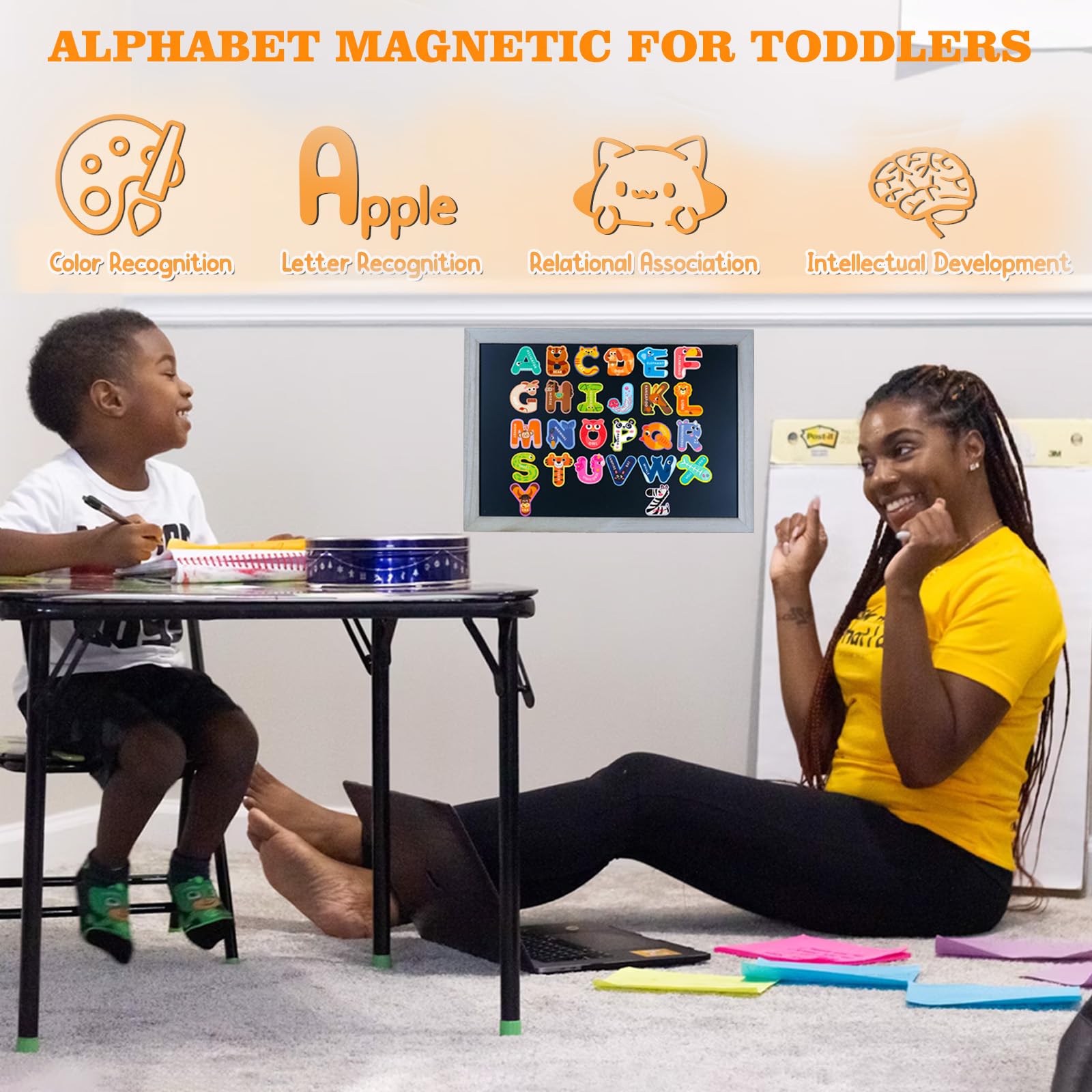 IFIYOOY uppercase letter magnets aiding letter recognition and spelling practice