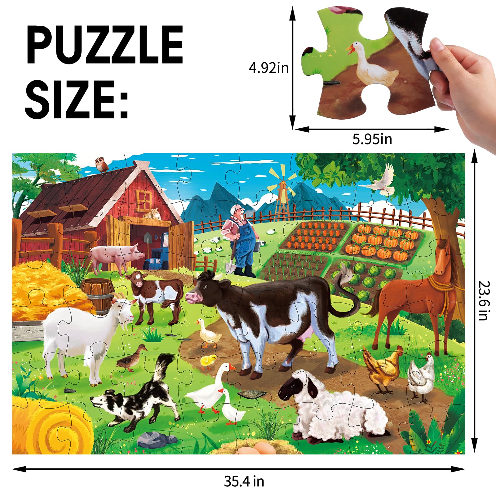 IFLOVE farm animals puzzle 48-piece layout—durable pieces for long-term play sessions.