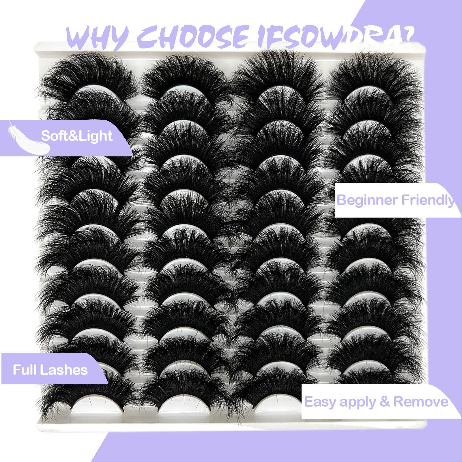 IFSOWDRA Mink Lashes cat-eye pack for special occasions.